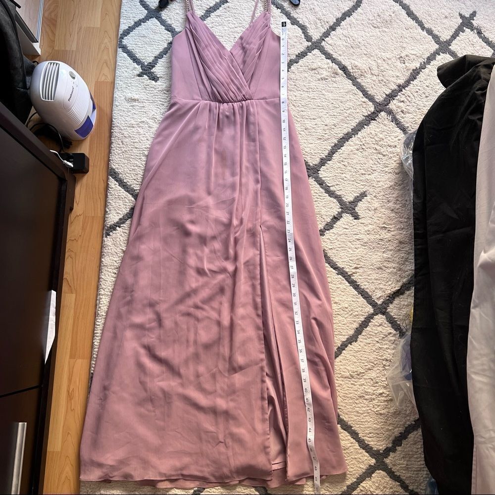 David’s Bridal Rhinestone Strap Long Bridesmaid Dress Quartz - Picture 8 of 16